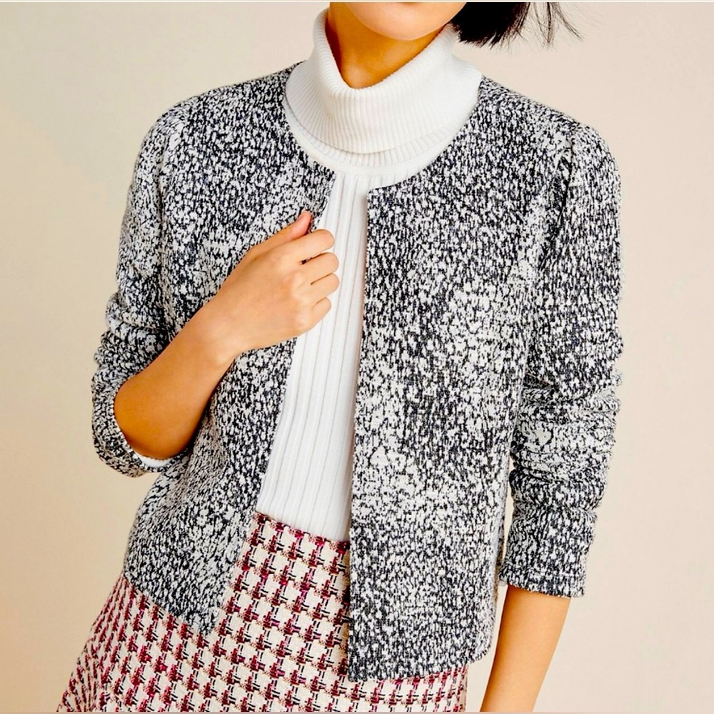 Anthropologie Dolan Left Coast Eva Textured Knit Jacket Black & White XS NWT